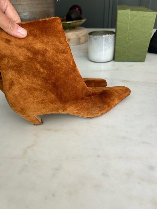 KHAITE Shoes - Women's Suede Pointed-Toe Ankle Boots - Rust Suede Khaite